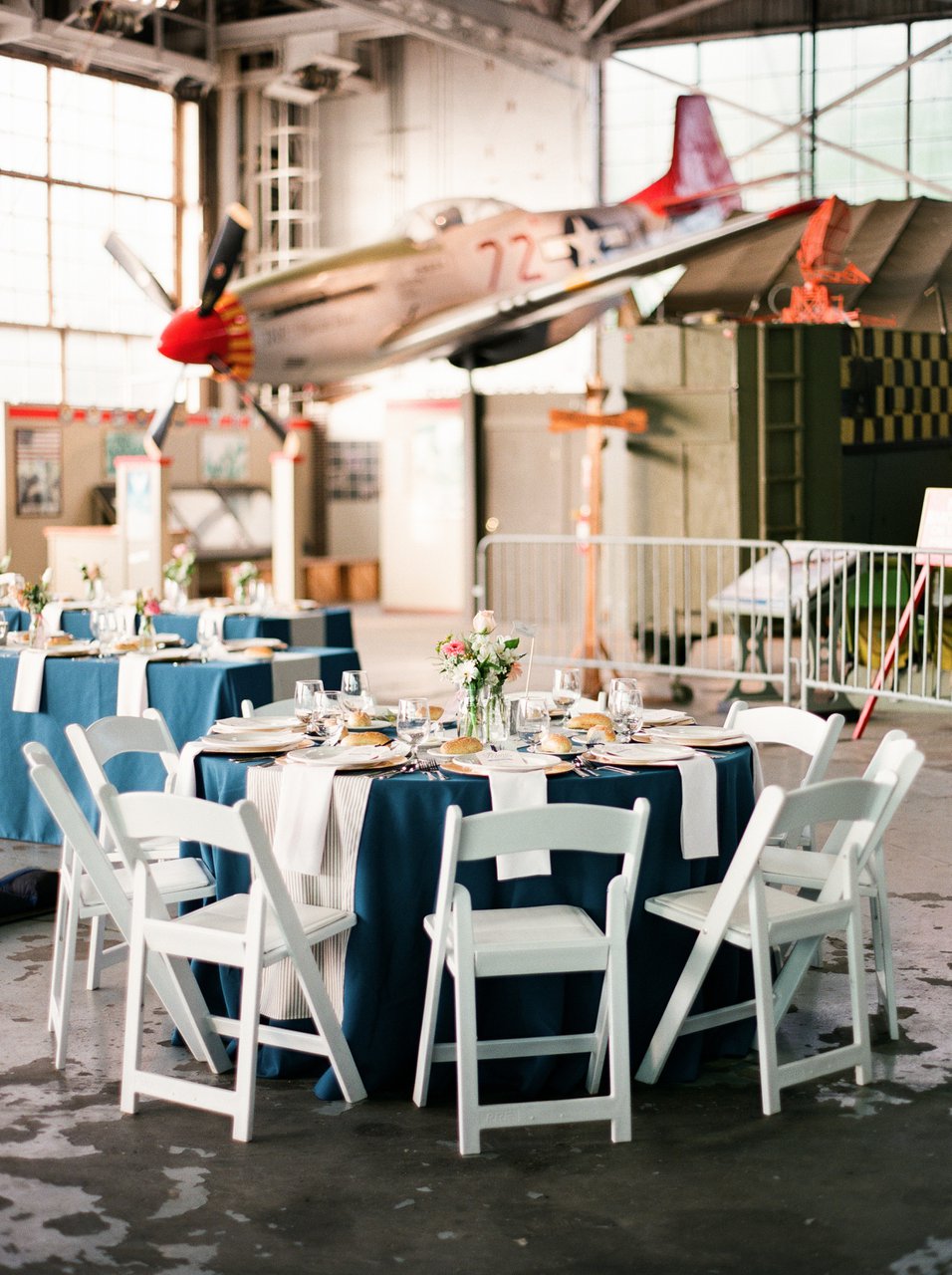 Vintage Airplane Hangar Wedding Cocktail Reception In